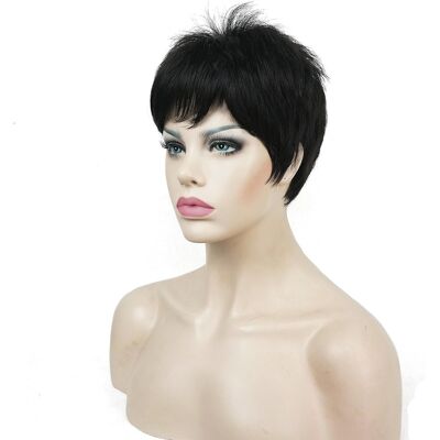Lydell Very Short Layered Shaggy Full Synthetic Wig Natural Black Lydell Very Short Layered Shaggy Full Synthetic Wig Natural Black
