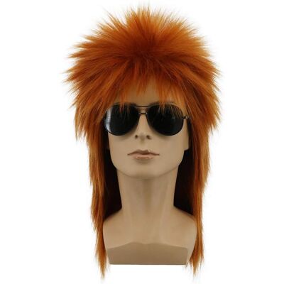 Yuehong Mullet Style Heavy Metal Halloween 70s 80s Red Orange Wig For Men Women Yuehong Mullet Style Heavy Metal Halloween 70s 80s Red Orange Wig For Men Women