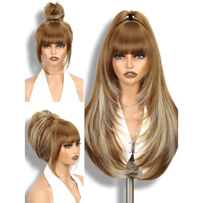 Wignee Long Straight Layered Wig With Bangs Synthetic Pixie Cut Layered Wig 26 Wignee Long Straight Layered Wig With Bangs Synthetic Pixie Cut Layered Wig 26