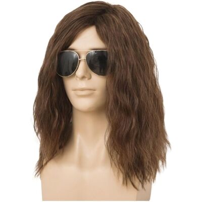 Salaibs Brown Long Curly Mens Wigs 70s 80s Curly Side Part Synthetic Wig Long Fluffy So Salaibs Brown Long Curly Mens Wigs 70s 80s Curly Side Part Synthetic Wig Long Fluffy So