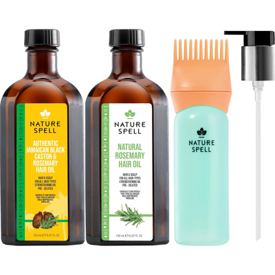 Nature Spell Hair Growth Duo With Rosemary & Jamaican Black Castor Oils, Pre-Diluted Oil Set Nature Spell Hair Growth Duo With Rosemary & Jamaican Black Castor Oils, Pre-Diluted Oil Set