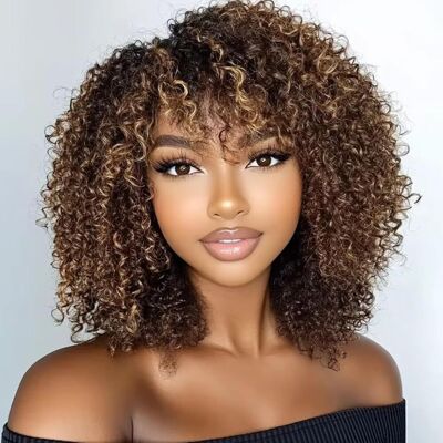 Fashion Idol Short Curly Bob Human Hair Wigs With Bangs Jerry Curl Brazilian Vi Fashion Idol Short Curly Bob Human Hair Wigs With Bangs Jerry Curl Brazilian Vi