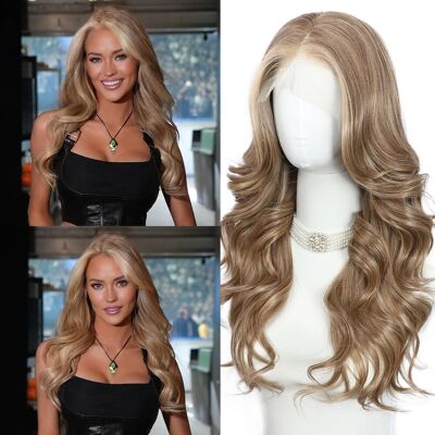 Somiarik 13x4 Layered Wavy Lace Front Wigs, Light Brown Synthetic Lace Front Wig With Cu Somiarik 13x4 Layered Wavy Lace Front Wigs, Light Brown Synthetic Lace Front Wig With Cu