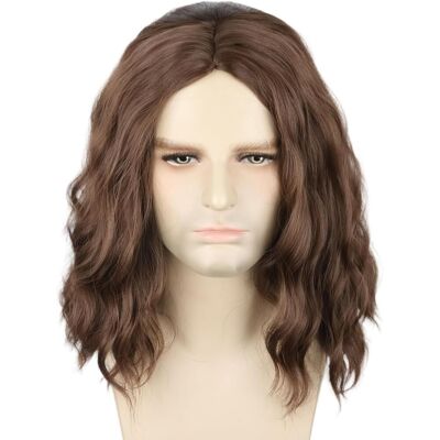 Lemarnia Brown Short Curly Wigs For Men Halloween Costume Party Wig Lemarnia Brown Short Curly Wigs For Men Halloween Costume Party Wig