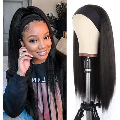 Xtrend 22inch Yaki Straight Headband Wig For Women Long Black Afro Kinky Straig Xtrend 22inch Yaki Straight Headband Wig For Women Long Black Afro Kinky Straig