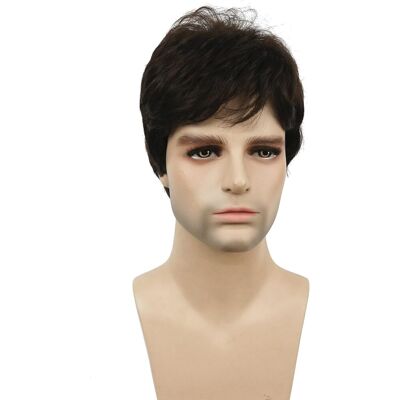 Lydell Men Wig Dark Brown Natural Short Straight Hair Synthetic Full Wigs Lydell Men Wig Dark Brown Natural Short Straight Hair Synthetic Full Wigs