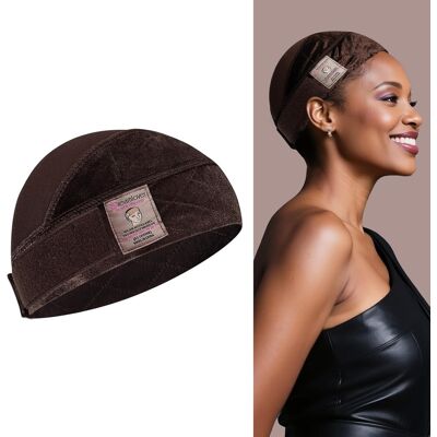 Dreamlover Wide Wig Grip Cap For Glueless Wigs, 2-In-1 Dark Brown Wig Caps With Dreamlover Wide Wig Grip Cap For Glueless Wigs, 2-In-1 Dark Brown Wig Caps With
