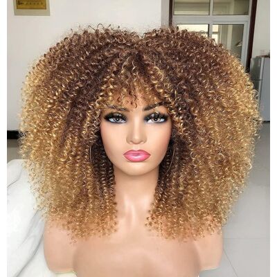 Cocrowns 16inch Afro Kinky Curly Wig With Bangs Long Curly Wigs For Black Women Cocrowns 16inch Afro Kinky Curly Wig With Bangs Long Curly Wigs For Black Women