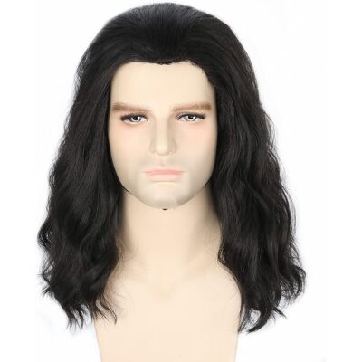 Topcosplay Men'S Short Curly Wig Cosplay Wig, Short Black Layered Wig For Hallo Topcosplay Men'S Short Curly Wig Cosplay Wig, Short Black Layered Wig For Hallo