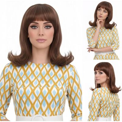 R Reewes Fashion Hair Reewes Brown 60s Retro Beehive Wigs For Women 70s Classic Style Cosplay Wig Wit R Reewes Fashion Hair Reewes Brown 60s Retro Beehive Wigs For Women 70s Classic Style Cosplay Wig Wit