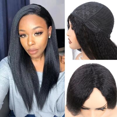 Aiqi Hair Human Hair Wig Yaki Straight Wear And Go Glueless Wigs Human Hair 180% Density Aiqi Hair Human Hair Wig Yaki Straight Wear And Go Glueless Wigs Human Hair 180% Density
