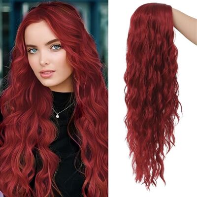 Siudus Dark Red Long Curly Wavy Wigs For Women Burgundy Middle Part Hair Wig Synthetic Siudus Dark Red Long Curly Wavy Wigs For Women Burgundy Middle Part Hair Wig Synthetic