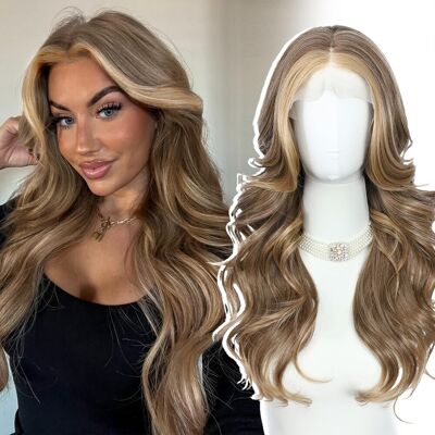 Somiarik Layered Lace Front Wig, 13x4 Brown Synthetic Lace Front Wig With Curtain Bangs Somiarik Layered Lace Front Wig, 13x4 Brown Synthetic Lace Front Wig With Curtain Bangs