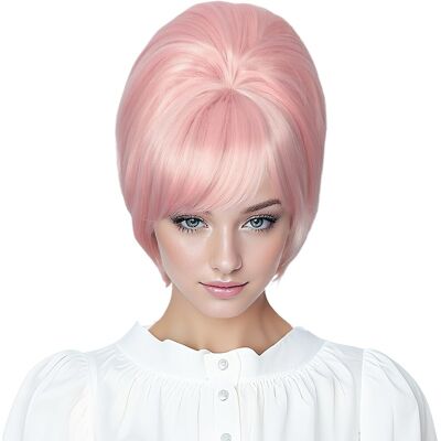 Linfairy 1960s Short Beehive Wig Perfect For Halloween Party Cosplay Bauffant W Linfairy 1960s Short Beehive Wig Perfect For Halloween Party Cosplay Bauffant W