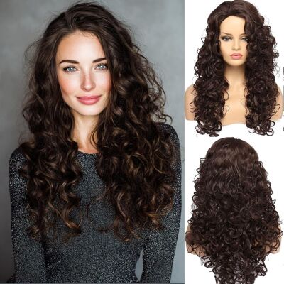 Essiontech Long Hair Dark Brown Curly Wigs Full Head Halloween Brown Wigs For Women Cospla Essiontech Long Hair Dark Brown Curly Wigs Full Head Halloween Brown Wigs For Women Cospla