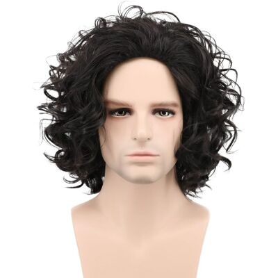 Karlery Mens Black Short Curly Fluffy Wig Halloween Cosplay Party Costume Wig Karlery Mens Black Short Curly Fluffy Wig Halloween Cosplay Party Costume Wig