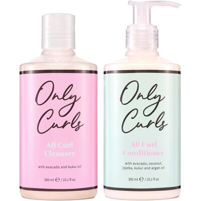 only Curls Only Curls Cleansing Bundle, 300ml X2, Curly Hair Shampoo And Conditioner, Sulp only Curls Only Curls Cleansing Bundle, 300ml X2, Curly Hair Shampoo And Conditioner, Sulp