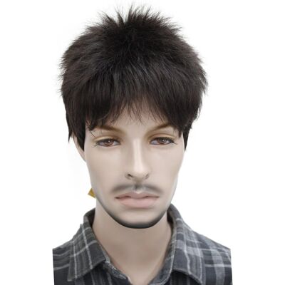 Lydell Men'S Wig Natural Black/brown Short Straight Hair Synthetic Full Wigs Ch Lydell Men'S Wig Natural Black/brown Short Straight Hair Synthetic Full Wigs Ch