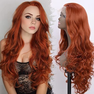 Essiontech Glueless Copper Red Lace Wigs For Women 24 Inches Long Natural Wavy Free Part L Essiontech Glueless Copper Red Lace Wigs For Women 24 Inches Long Natural Wavy Free Part L