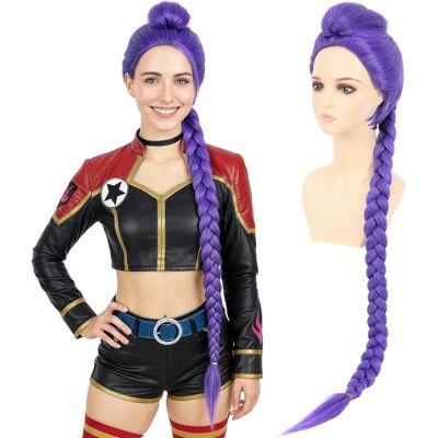 Morvally Womens 47 Inches Purple Long Braided Ponytail Wig - Anime Cosplay Wigs Morvally Womens 47 Inches Purple Long Braided Ponytail Wig - Anime Cosplay Wigs