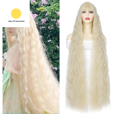 Does Not Apply Extra Long Corn Curly Blonde Wigs For Women Cosplay Costume Synthetic 39 Inch L Does Not Apply Extra Long Corn Curly Blonde Wigs For Women Cosplay Costume Synthetic 39 Inch L