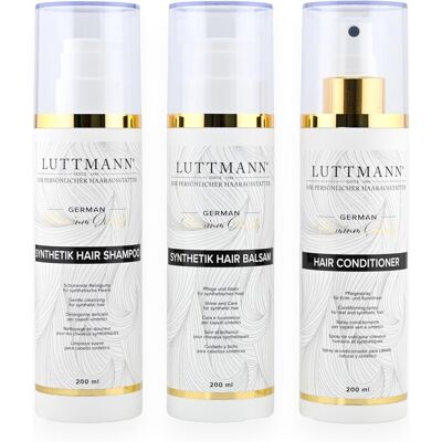 Luttmann Synthetic Hair Care Set - Wigs Shampoo, Balm & Conditioner 200 Ml Each - Gentle Luttmann Synthetic Hair Care Set - Wigs Shampoo, Balm & Conditioner 200 Ml Each - Gentle
