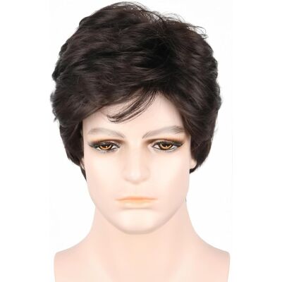 Lemarnia 70s Wigs For Men Dark Brown Short Curly Bouffant Wigs Halloween Costume Party W Lemarnia 70s Wigs For Men Dark Brown Short Curly Bouffant Wigs Halloween Costume Party W