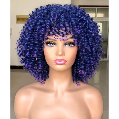 Lizzyhair Short Curly Afro Wigs With Bangs For Black Women African Synthetic Glueless Hea Lizzyhair Short Curly Afro Wigs With Bangs For Black Women African Synthetic Glueless Hea