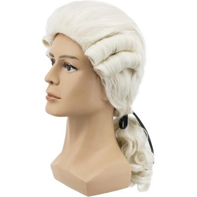 Yuehong Men Long Curly Beige Wig Colonial Gentleman Lawyer 18th Century Costume Yuehong Men Long Curly Beige Wig Colonial Gentleman Lawyer 18th Century Costume