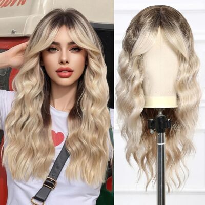 Esmee Long Wave Blonde Wig For Women With Curtain Bangs Natural Synthetic Hair Esmee Long Wave Blonde Wig For Women With Curtain Bangs Natural Synthetic Hair