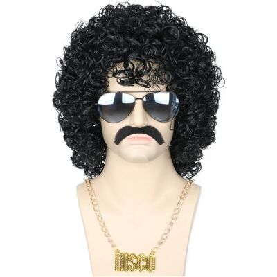 Topcosplay 3 Pcs Men'S Wig 70s 80s Disco Dude Dirt Bag Wigs & Moustache Necklac Topcosplay 3 Pcs Men'S Wig 70s 80s Disco Dude Dirt Bag Wigs & Moustache Necklac