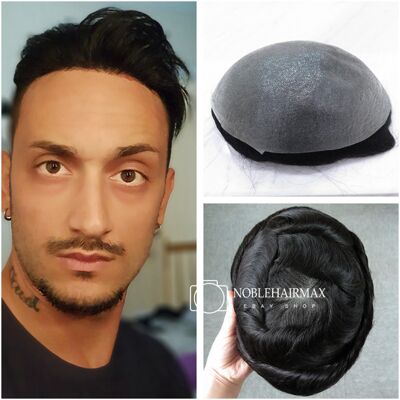 Noble Hair Plus Mens Toupee Hair Replacement System Natural Hairline Ultra Thin Skin Mens Wig#1c Noble Hair Plus Mens Toupee Hair Replacement System Natural Hairline Ultra Thin Skin Mens Wig#1c