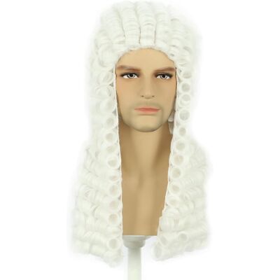 Karlery Man Judge Colonial White Wig Long Curly Adult Heat Resistant Fluffy Syn Karlery Man Judge Colonial White Wig Long Curly Adult Heat Resistant Fluffy Syn