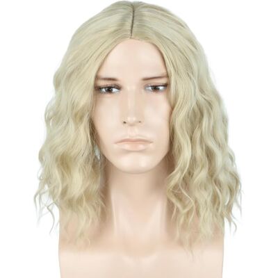Lemarnia Ash Blonde Short Curly Wig For Men Halloween Costume Party Wigs Lemarnia Ash Blonde Short Curly Wig For Men Halloween Costume Party Wigs