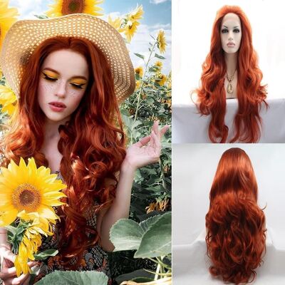 Xiweiya Ginger Lace Front Wig Glueless Copper Red Long Wavy Free Part 13x3 Lace Xiweiya Ginger Lace Front Wig Glueless Copper Red Long Wavy Free Part 13x3 Lace