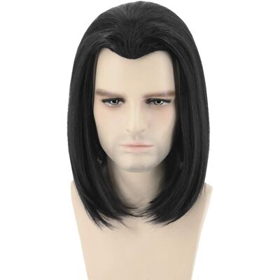 Topcosplay Mens Short Black Straight Wig Halloween Costume Fancy Dress Wigs Topcosplay Mens Short Black Straight Wig Halloween Costume Fancy Dress Wigs