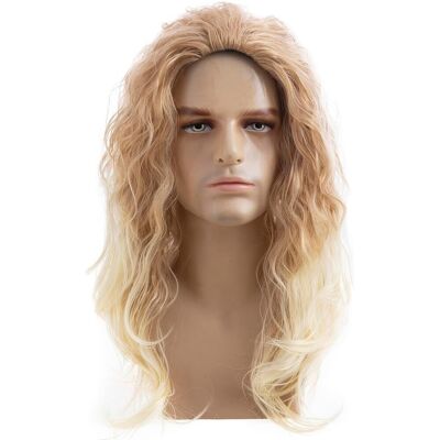 Qnbiar Long Curly Wavy Blonde Wigs For Men Synthetic Natural Party Halloween Cosplay H Qnbiar Long Curly Wavy Blonde Wigs For Men Synthetic Natural Party Halloween Cosplay H