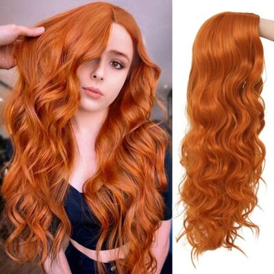 Salaibs Ginger Curly Long Wigs For Women Copper Wavy Middle Part Hair Wig Synthetic Hea Salaibs Ginger Curly Long Wigs For Women Copper Wavy Middle Part Hair Wig Synthetic Hea
