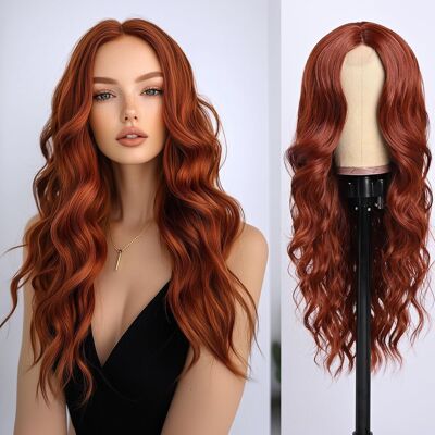 Seclitwu Long Red Wave Wig For Women Middle Part Copper Red Wavy Wigs Natural Looking Sy Seclitwu Long Red Wave Wig For Women Middle Part Copper Red Wavy Wigs Natural Looking Sy