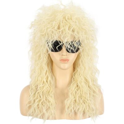 Vgbeaty Men Women 70s 80s Rocker Mullet Wig Long Curly Blonde Cosplay Wig Vgbeaty Men Women 70s 80s Rocker Mullet Wig Long Curly Blonde Cosplay Wig