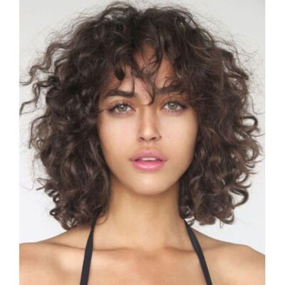 Siudus Short Brown Curly Wig For Women With Bangs Shoulder Length Naturel Synthetic Ha Siudus Short Brown Curly Wig For Women With Bangs Shoulder Length Naturel Synthetic Ha