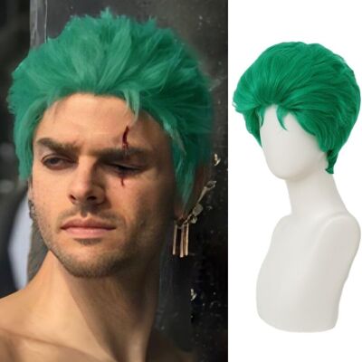 Siudus Green Short Anime Wigs For Men Layered Straight Synthetic Fibre Male Hair Wig F Siudus Green Short Anime Wigs For Men Layered Straight Synthetic Fibre Male Hair Wig F
