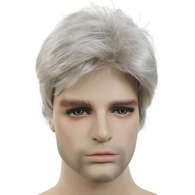 Lydell Men Wig Natural Short Straight Hair Synthetic Full Wigs (51 Silver Grey) Lydell Men Wig Natural Short Straight Hair Synthetic Full Wigs (51 Silver Grey)