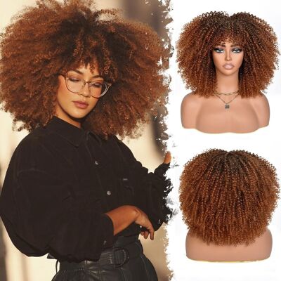 cocrowns 14inch Short Curly Afro Wigs For Black Women Afro Kinky Curly Wig With Bangs No cocrowns 14inch Short Curly Afro Wigs For Black Women Afro Kinky Curly Wig With Bangs No