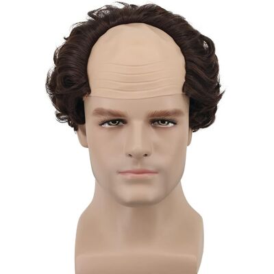 yuehong Yuehong Short Curly Brown Old Men Wig Fluffy Bald Head Receding Hairline Hair H yuehong Yuehong Short Curly Brown Old Men Wig Fluffy Bald Head Receding Hairline Hair H
