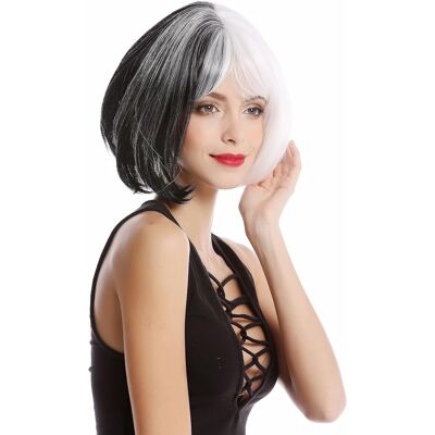 Wig Me Up - Gf-W2289-1+1001 Lady Quality Wig Bob Cosplay Split Vertical Black & Wig Me Up - Gf-W2289-1+1001 Lady Quality Wig Bob Cosplay Split Vertical Black &