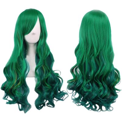 Care+ 3x(Dark Green Lady Wig Dark Green Long Curly Wig Long Hair 68cm Wig For2738 Care+ 3x(Dark Green Lady Wig Dark Green Long Curly Wig Long Hair 68cm Wig For2738