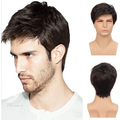 siudus Mens Black Short Wig Straight Layered Side Part Natural Hair Wig Synthetic Fibe siudus Mens Black Short Wig Straight Layered Side Part Natural Hair Wig Synthetic Fibe