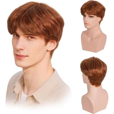 Adllho Golden Mens Wigs, Synthetic Layered Hair Wigs For Men, Male Natural Fluffy Wavy Adllho Golden Mens Wigs, Synthetic Layered Hair Wigs For Men, Male Natural Fluffy Wavy
