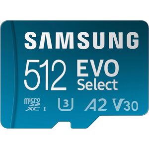 SAMSUNG Evo Select 512gb Microsdxc Uhs-I U3 130mb/s Full Hd & 4k Uhd Memory Card SAMSUNG Evo Select 512gb Microsdxc Uhs-I U3 130mb/s Full Hd & 4k Uhd Memory Card